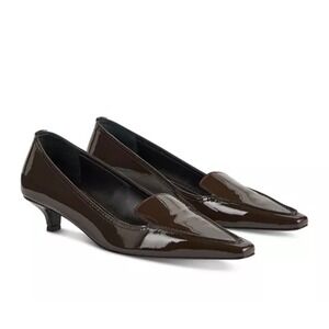 Toteme Size-36 Patent Leather Kitten Heel Pumps Dark Brown Made in Italy